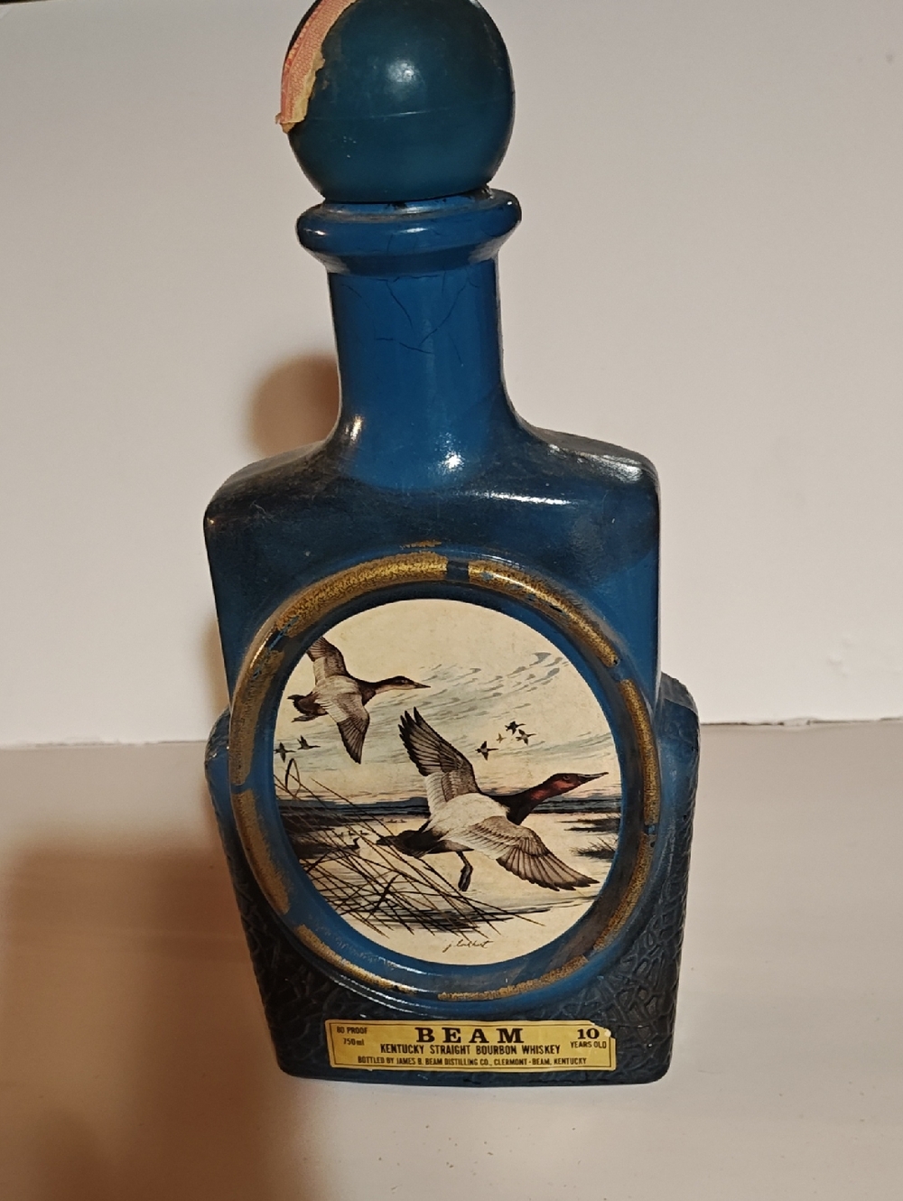 Jim Beam Decanter Collectible Flying Ducks Artwork - Blue